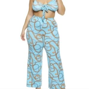 Chain Print Blue Pants & top